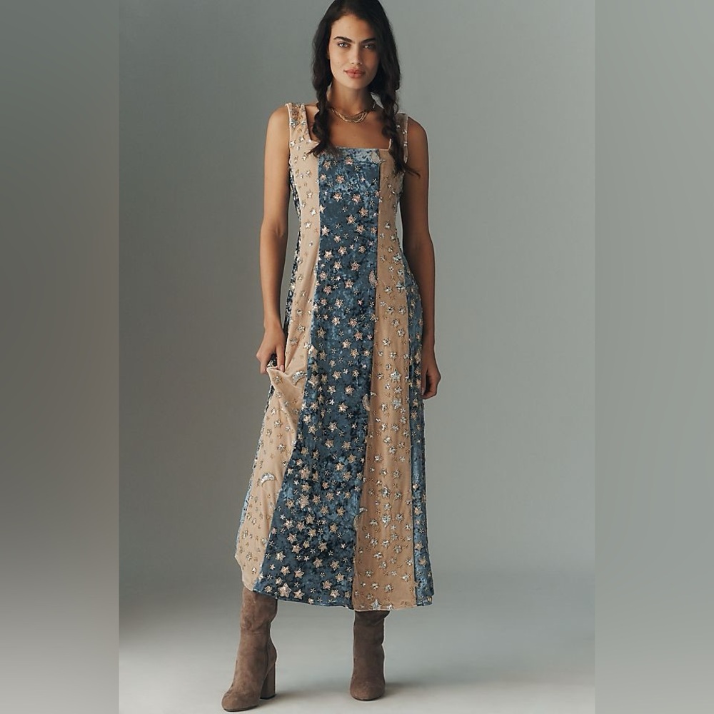 Anthropologie CeliaB Noctis Embellished Midi Dress Sz L NWT